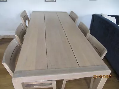 Large 8-10 Seater Habitat Radius Solid Oak Dining Table & 6 Chairs • £1000