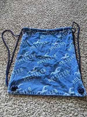 Hollister California Jean Backpack Drawstring Bag Beach Tote Carry On Denim Pack • £9.50