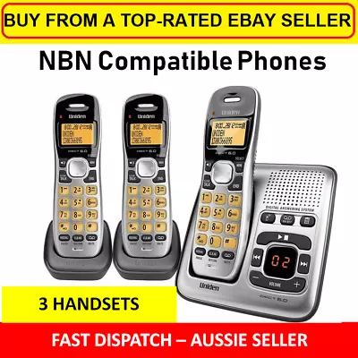 3 Handset Cordless Phone Telephone NBN OK With Answering Machine Home Office • $129.90