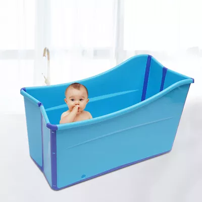 Portable Folding Bathtub Adult SPA Soaking Bath Bucket Foldable Water Tub Blue • $135