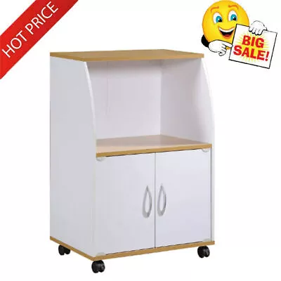 Rolling Microwave Oven Stand Cart Cupboard Storage Cabinet Shelf Kitchen • $60.90