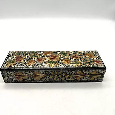 £12 • Buy Lacquered Kashmiri Pencil Box Trinket Box Black Gold Decorative 