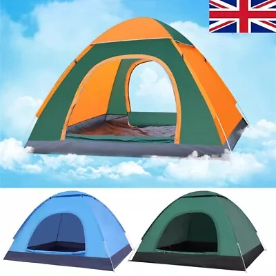 2-3 Man Automatic Instant Double Layer Pop Up Camping Hiking Tent Waterproof • £18.99