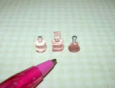 Miniature Pink Plastic Perfume Bottles (3 TEENSY): DOLLHOUSE 1:24 HALF SCALE • $4.98