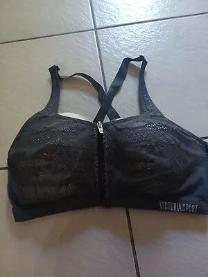 Womens VICTORIA'S SECRET SPORT  Gray Padded Sports Bra Size 36DD  Good Condition • $7.65