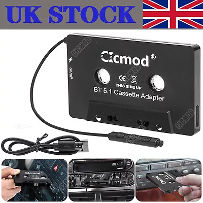 Car Audio Stereo Cassette Adapter CD Tape Converter For Iphone Bluetooth 5.1 • £10.33