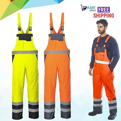 £37.99 • Buy Portwest Hi Vis Contrast Bib & Brace Waterproof Coverall Dungarees Workwear S488