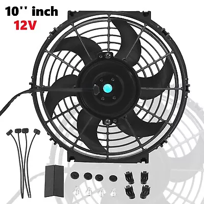 10'' Inch Slim Fan Push Pull Electric Radiator Cooling 12V 80w 800 CFM Mount Kit • $32