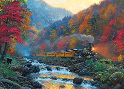 Jack Pine Smoky Train (Small Box) 1000 Piece Jigsaw Puzzle By Mark Keathley • $17.24