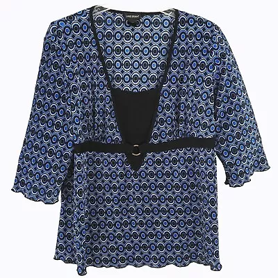 $19.97 • Buy Lane Bryant Blue Accordian Pleat Geometric Print Size 22/24 Pullover Tunic Top