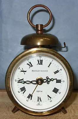 Phinney-walker Single Bell Gold Tone Manual Wind Alarm Clock Running Well • $19.95