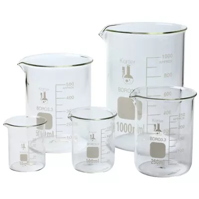 Set Of 5 Laboratory Glassware Science Lab Chemistry Beaker 50/100/250/500/1000ml • $21.99