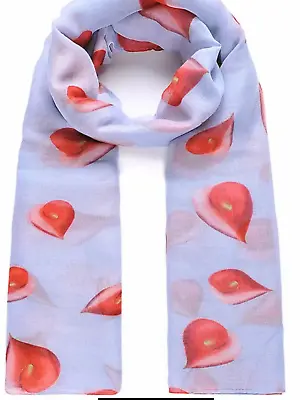£6.25 • Buy Flamingo Petal Design Shawl Scarf Wrap Scarves Grey Red Pink Ladies Present Gift