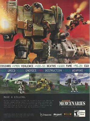 MechWarrior: Mercenaries Print Ad/Poster Art PC Small Box • $14.99