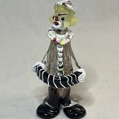 Vintage Murano Italy Hand Blown Art Glass Clown Figurine Musician 6 3/4 Inch • $50