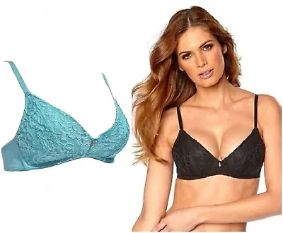 £4.95 • Buy Petite Secrets Non Wired Lightly Padded Lace Bra With Diamante Centre 
