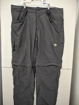 Mountain Hardwear Pants Mens XL Gray Convertible Cargo Hiking Belted Mesa OM3914 • $25
