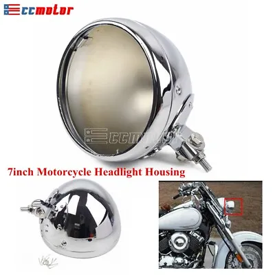 Chrome Headlight Housing 7  Headlamp Light Bulb Bucket For Harley Dyna Softail • $45.99
