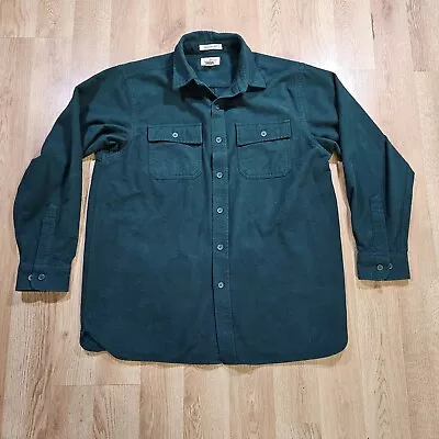 LL Bean Shirt Mens Large Chamois Button Up Green Outdoors Heavy Hiking Cotton • $24.97