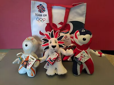 2012 London Olympic Mascots Full Set With Tote Bag Wenlock Mandeville And Pride • £28