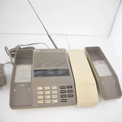 Vintage 1990 ATT Cordless Landline Phone Metal Antennas Beige / Gray -Works • $99.99