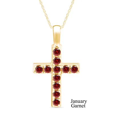 $48.74 • Buy 1.75 Ct Cross Pendant Necklace Birthstone Garnet 14K Yellow Gold Plated Silver