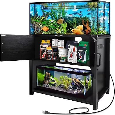 40 Gallon Metal Aquarium Stand Fish Tank Stand Storage Cabinet W/Power Outlet • $146.66