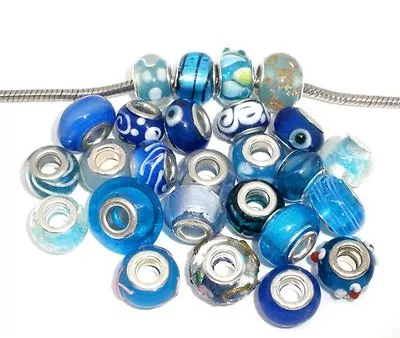 $17.04 • Buy Ten Pack Of Assorted  Blue Glass Lampwork  Murano Beads