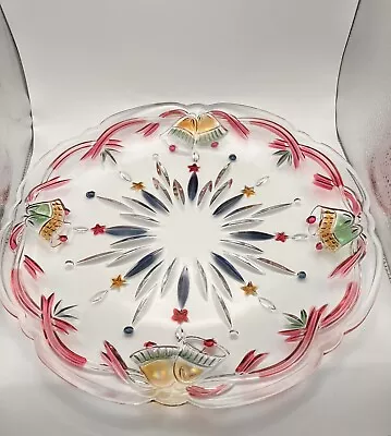 Mikasa Crystal Large Party Hostess Tray Plate Platter  Winter Bells  Christmas • $29.50