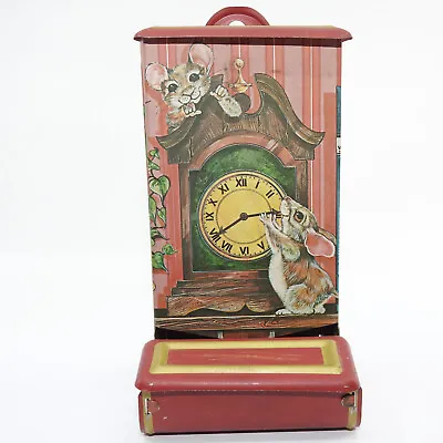 Jasco Matchstick Match Tin Metal Holder Box Striker Hickory Dickory Dock Mouse • $24