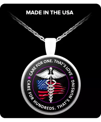 NURSE CADUCEUS RN 1  MEDICAL Pendant Charm Sterling 925 Silver 18  Necklace  • $13.99