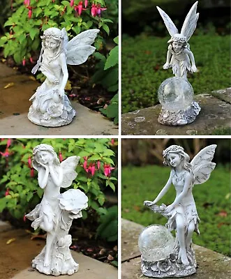 Garden Ornaments Solar Ball Cherub Fairy Angel Figurine Angel Statue 30cm Tall • £14.95