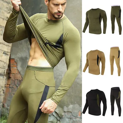 Autumn/Winter Men Merino Wool Long Sleeve Thermal Top+Long Johns Pants Underwear • $25.74