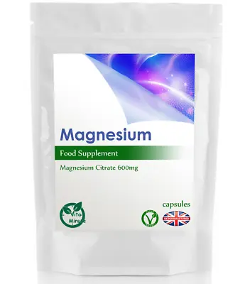 Magnesium Citrate Capsules 600mg | Muscle And Nervous System | FREE UK DELIVERY • £3.99