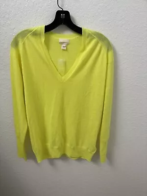 J Crew Cashmere Sweater Medium Womens Italian Cashmere Yellow Made In China  • $39