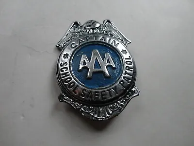 VINTAGE AAA SCHOOL SAFETY PATROL CAPTAIN BADGE SILVER & BLUE 1950's - 1960's • $19.39