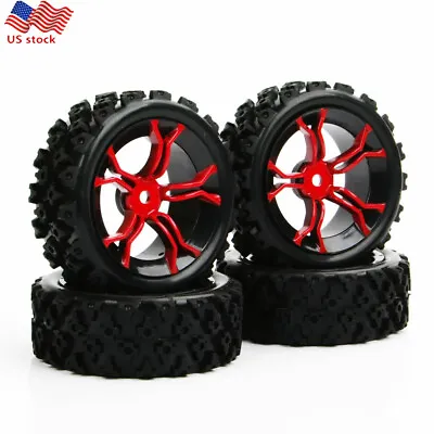 $15.03 • Buy US 4x Rubber Tyre Wheel 12mm Hex Rim MPNKR For 1/10 Rally Racing Off Road RC Car