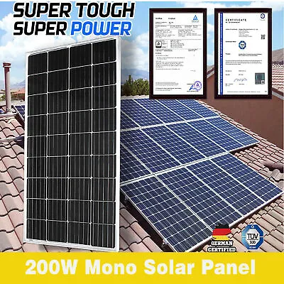 200W Watt Mono Solar Panel 12V Off Gird For Home Caravan Boat RV Battery Charger • £103.98