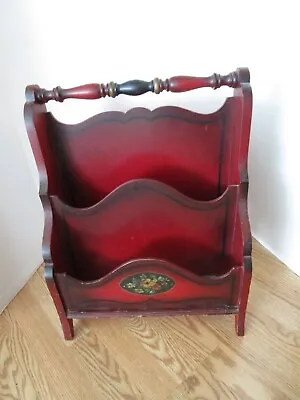 Vintage ART DECO WOOD MAGAZINE RACK Side Chair STENCIL ORIGINAL PAINT 20.75  T • $119