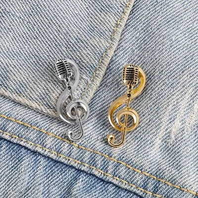 Microphone Brooches Music Note Enamel Pin For Women Men Singer Party Badge' • £2.46