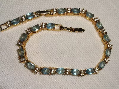 Vintage Avon Bracelet ~ Tourmaline Color Stones W/Round Rhinestones  W/Extension • $19