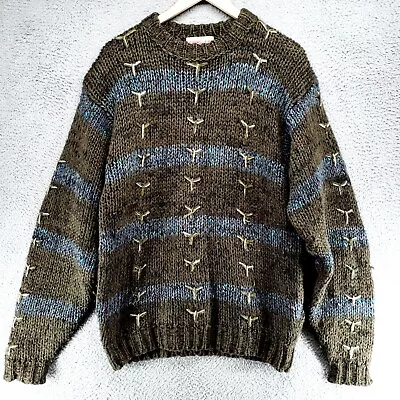 Vintage Shang-Hai Japanese Mens L Wool Blend Sweater Thermal Knitted- Awesome • $27.15