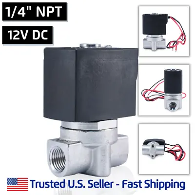 1/4  SS 12V DC Stainless Steel Electric Solenoid Valve Water Air Gas 12 Volt VDC • $33.50