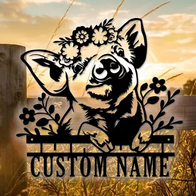 Custom Pig Metal Wall ArtPig Farm SignPersonalized Pig Farmhouse Decor Sign • $91.19