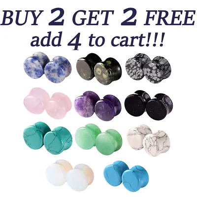 $6.99 • Buy PAIR Organic Natural Stone Ear Gauges Ear Plugs Double Flared Piercing 2g-5/8 