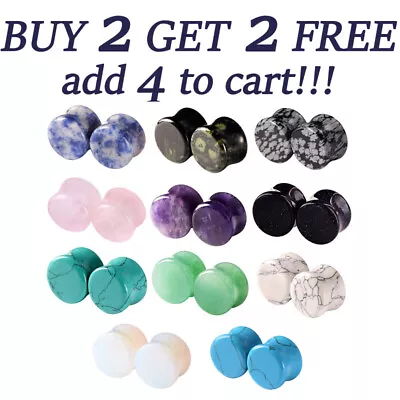 $7.19 • Buy PAIR Organic Natural Stone Ear Gauges Ear Plugs Double Flared Piercing 2g-5/8 