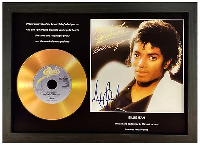 Michael Jackson 'billie Jean' Signed Gold Cd Disc Collectable Memorabilia Gift • £17.99