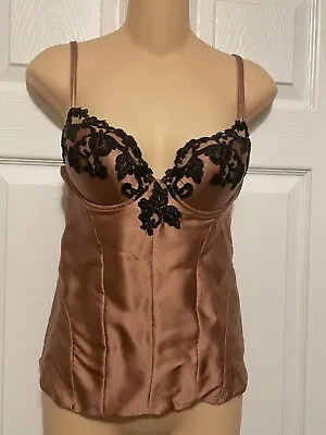 La Perla Maison Collection 34B Silk Bustier Bronze Black Elegant • $499.99