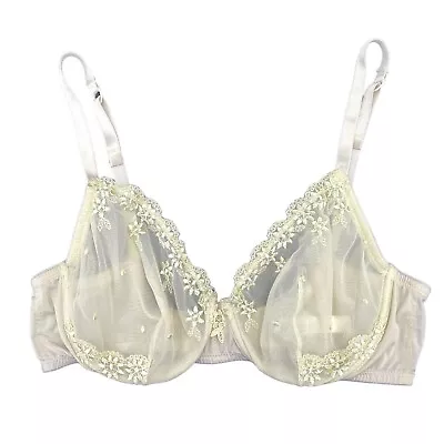 La Perla Sheer Floral Lace Bra Cream Yellow Women’s 36D • $49.99