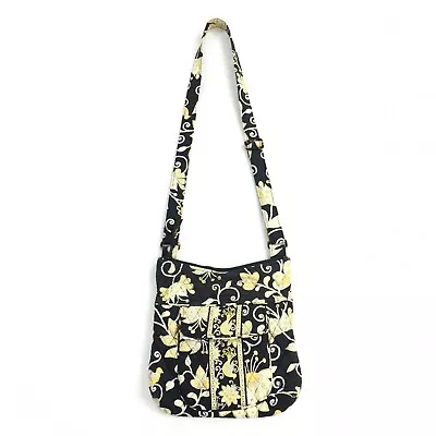 Rare Vera Bradley Yellow Bird Quilted Crossbody Purse Shoulder Bag Black Retired • $25.50